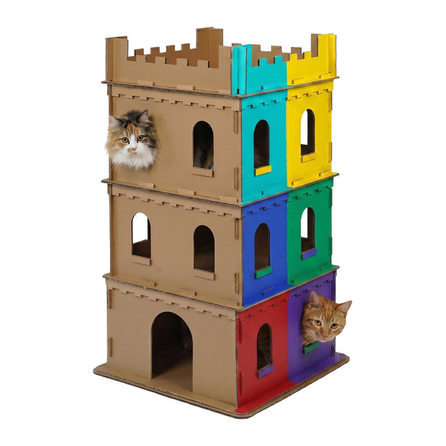 TASSORA - Cardboard Cat House, XL 3-Level Castle, Tool-Free