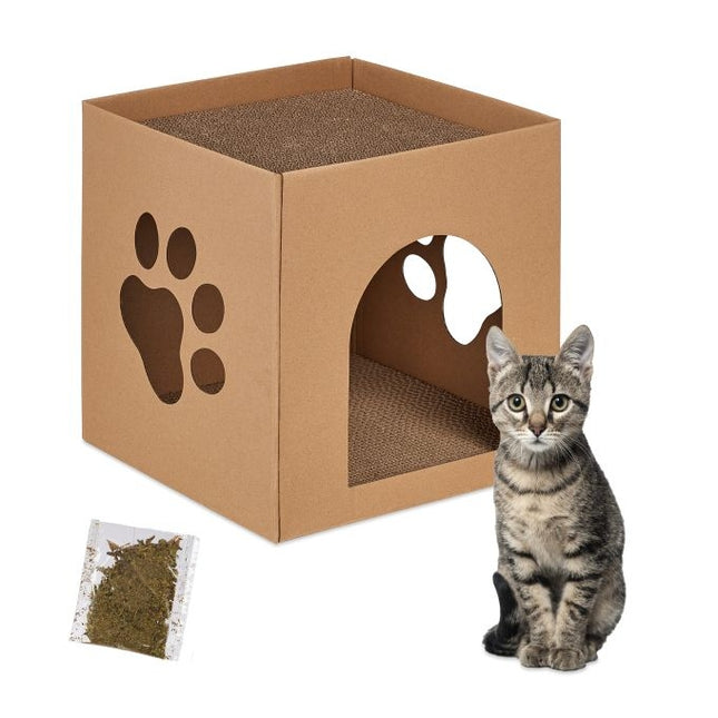 TASSORA - Cardboard cat house with scratching board