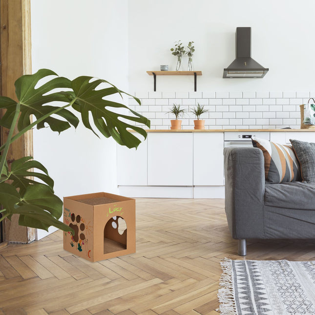 TASSORA - Cardboard cat house with scratching board