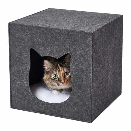 TASSORA - Felt Cat Cave Cube - Foldable, Includes Cushion