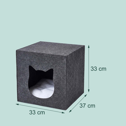 TASSORA - Felt Cat Cave Cube - Foldable, Includes Cushion