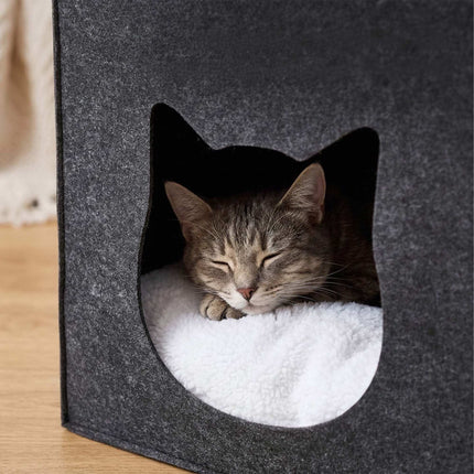 TASSORA - Felt Cat Cave Cube - Foldable, Includes Cushion