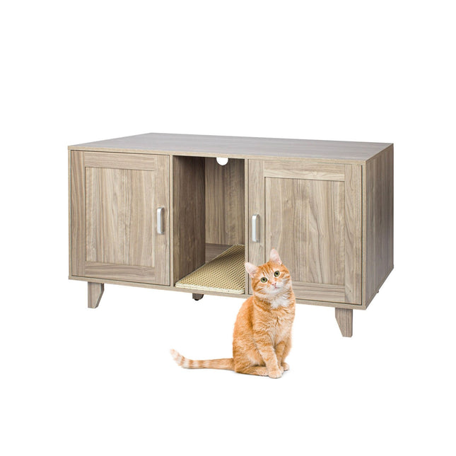 TASSORA - XXL Cat Litter Cabinet with Mat - Dual Compartment