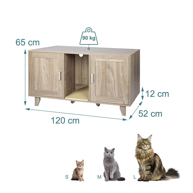 TASSORA - XXL Cat Litter Cabinet with Mat - Dual Compartment