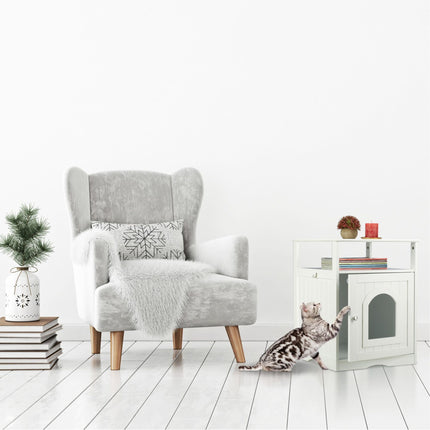 TASSORA - White cat cabinet with shelf