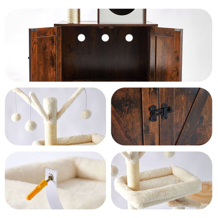TASSORA - Cat Tree With Litter Cabinet, 150 cm, Sisal Posts