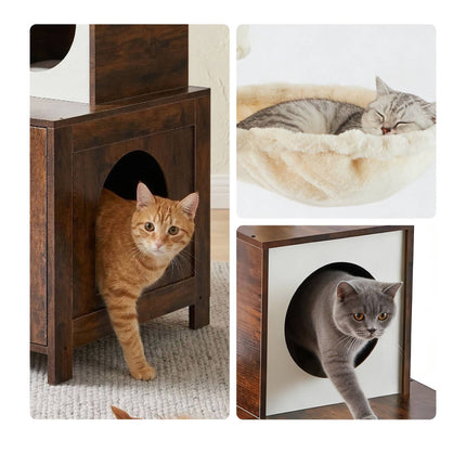 TASSORA - Cat Tree With Litter Cabinet, 150 cm, Sisal Posts