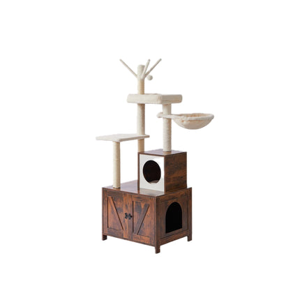 TASSORA - Cat Tree With Litter Cabinet, 150 cm, Sisal Posts