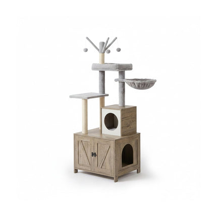 TASSORA - Cat Tree With Litter Cabinet, 150 cm, Sisal Posts
