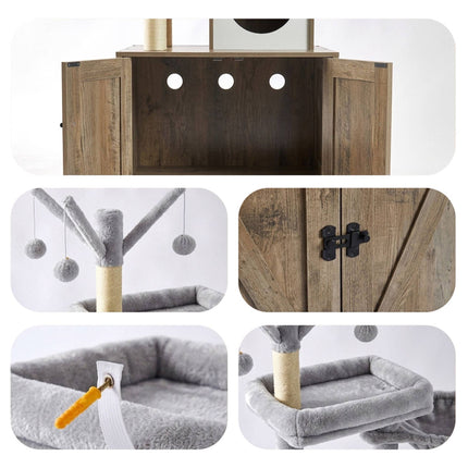 TASSORA - Cat Tree With Litter Cabinet, 150 cm, Sisal Posts