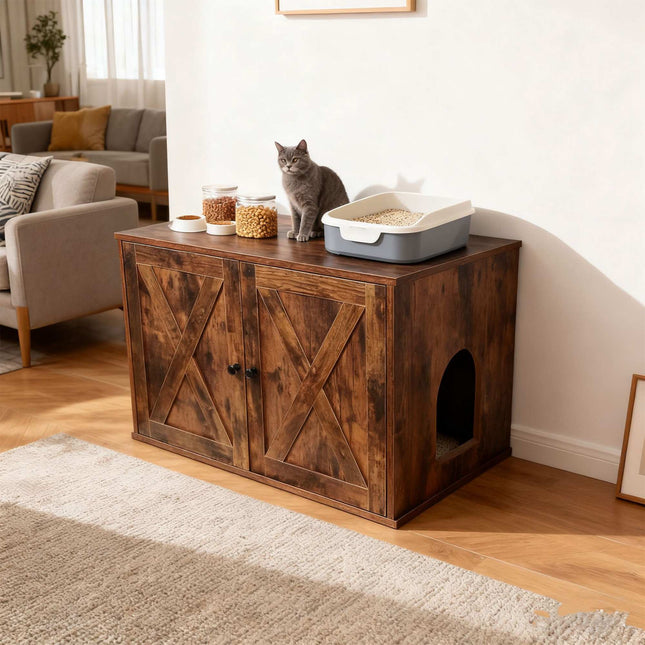 TASSORA - Cat Litter Cabinet with Side Entrance and Divider