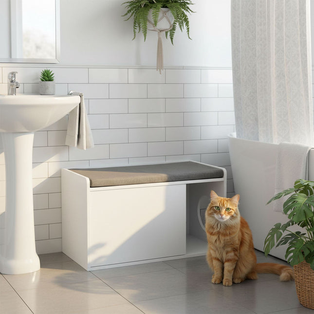 TASSORA - Cat Litter Box Cabinet With Bench
