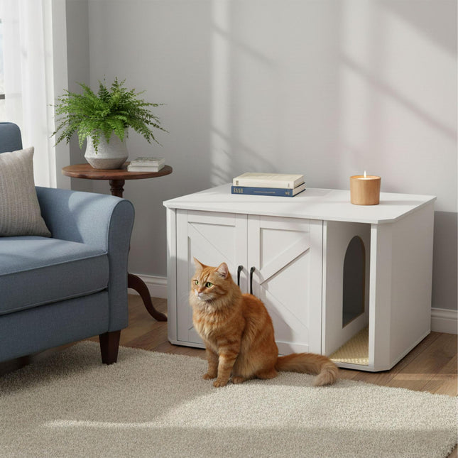 TASSORA - Cat Litter Cabinet with Mat - Wood-Effect, Multi-Use