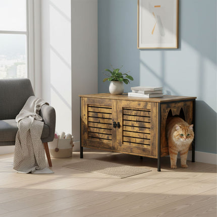 TASSORA - Cat Litter Cabinet with Cat-Head Entrance, Wood-Effect