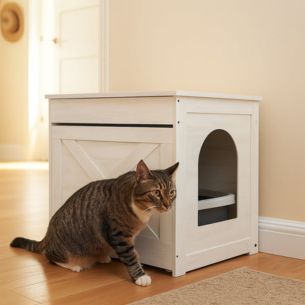 TASSORA - Cat Litter Cabinet with Scratching Mat and Drawer