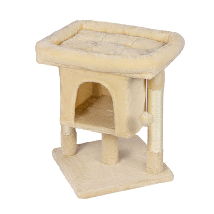 TASSORA - Kissanpuu luolalla ja alustalla, beige, 60 cm