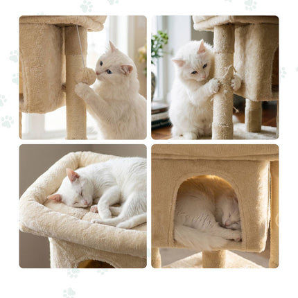TASSORA - Kissanpuu luolalla ja alustalla, beige, 60 cm