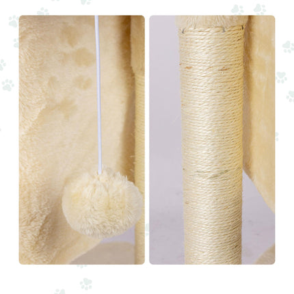 TASSORA - Kissanpuu luolalla ja alustalla, beige, 60 cm