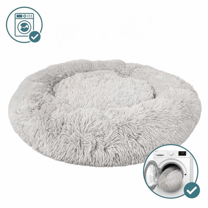 TASSORA - Pyöreä pehmoinen koiranpeti, 60 cm – vaaleanharmaa